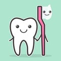 Tooth and toothbrush are best friends. Royalty Free Stock Photo