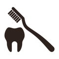 Tooth and toothbrush icon