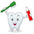 Tooth with Toothbrush & Toothpaste