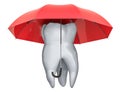 Tooth under umbrella, dental insurance concept. 3D rendering Royalty Free Stock Photo