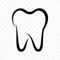 Tooth vector icon. Dentistry clinic, toothpaste and dental mouthwash package label, healthy tooth