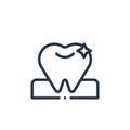 tooth vector icon isolated on white background. Outline, thin line tooth icon for website design and mobile, app development. Thin Royalty Free Stock Photo