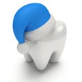 Tooth Wearing Santa Claus Hat.