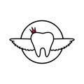 Tooth with wings inside a ring with crown icon vector illustration Royalty Free Stock Photo