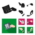 Tooth, X-ray, instrument, dentist and other web icon in black, flat style.surgeon, abscess, scalpel icons in set