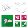 Tooth, X-ray, instrument, dentist and other web icon in outline,flat style.surgeon, abscess, scalpel icons in set