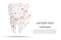 Toothache, abstract design sick tooth, dental care,isolated from low poly wireframe on white background,Dental care