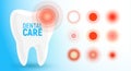 Toothache icon. Pain circles, bad tooth, dental care, tooth pain banner template. Flat simple logo template. Modern Royalty Free Stock Photo