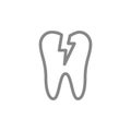 Toothache line icon. Chipped, cracked tooth symbol