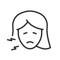 Toothache Line Icon. Woman with Dental Pain Linear Pictogram. Teeth Ache Outline Symbol. Human Oral Disease, Dentist