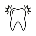 Toothache Oral Healthcare Problem Line Icon. Teeth Pain. Dentistry Outline Symbol. Tooth Ache Linear Pictogram