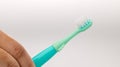 Toothbrush of baby health care. Toothbrush for young baby. children`s dental equipment. children teeth brush. Perfect and healthy