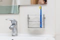 Toothbrush in the bathroom. Morning routine of brushing against tooth decay Royalty Free Stock Photo