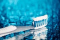 Toothbrush on blue background Royalty Free Stock Photo