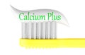 Toothbrush with calcium plus toothpaste. 3D rendering Royalty Free Stock Photo