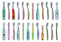 Toothbrush color vector illustration on white background . Dental brush set icon.Vector illustration toothbrush for hygiene oral.