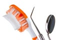 Toothbrush and dental tools Royalty Free Stock Photo