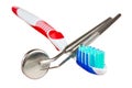 Toothbrush and dental tools Royalty Free Stock Photo