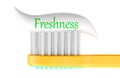 Toothbrush with Freshness toothpaste, oral hygiene concept. 3D rendering Royalty Free Stock Photo