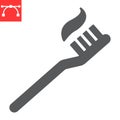 Toothbrush glyph icon, dental and stomatolgy, toothbrush with toothpaste sign vector graphics, editable stroke solid