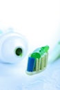 Toothbrush with green toothpaste Royalty Free Stock Photo