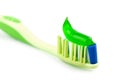 Toothbrush with green toothpaste isolated Royalty Free Stock Photo