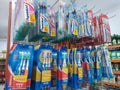 Toothbrush hanging neatly in the supermarket. Royalty Free Stock Photo