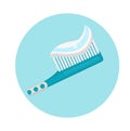 Toothbrush. Icon flat style. Dentistry, dentist concept. Isolated on white background. Vector illustration. Royalty Free Stock Photo