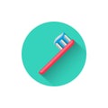 Toothbrush icon, illustrated in flat design style vector illustration. Modern icon of dentistry. Website and design for Royalty Free Stock Photo