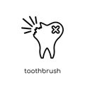 Toothbrush icon. Trendy modern flat linear vector Toothbrush icon on white background from thin line Dentist collection