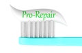 Toothbrush with Pro Repair toothpaste, 3D rendering Royalty Free Stock Photo