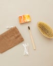 Toothbrush Retro Metallic Shaver Empty Brown Pouch