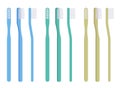 Toothbrush set, blue, green, yellow manual brush for oral hygiene