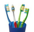 Toothbrush tooth-brush in glass on white Royalty Free Stock Photo