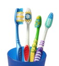 Toothbrush tooth-brush in glass on white Royalty Free Stock Photo