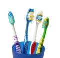 Toothbrush tooth-brush in glass on white Royalty Free Stock Photo