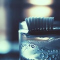 Toothbrush toothpaste bath glass closeup morning