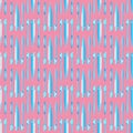 Toothbrush and toothpaste blue on the pink background seamless pattern