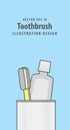 Toothbrush and toothpaste in the cup illustration vector on blue Royalty Free Stock Photo