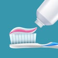Toothbrush with toothpaste. Dental hygiene of teeth