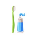 Toothbrush With Toothpaste Essential Hygiene Duo For Oral Care. Brush Away Plaque And Bacteria With The Toothbrush