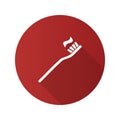 Toothbrush with toothpaste flat design long shadow glyph icon