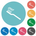 Toothbrush with toothpaste flat round icons Royalty Free Stock Photo