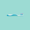 Toothbrush with toothpaste flat style icon. Vector illustration. Royalty Free Stock Photo