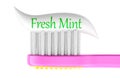 Toothbrush with toothpaste Fresh Mint. 3D rendering Royalty Free Stock Photo