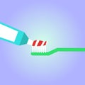 Toothbrush, toothpaste in a glass isolated on blue background flat illustration Royalty Free Stock Photo