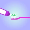 Toothbrush, toothpaste in a glass isolated on blue background flat illustration Royalty Free Stock Photo