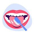 Toothbrush and toothpaste for oral hygiene. Clean white tooth