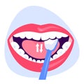 Toothbrush and toothpaste for oral hygiene. Clean white tooth