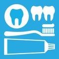 Toothbrush, toothpaste and tooth icon